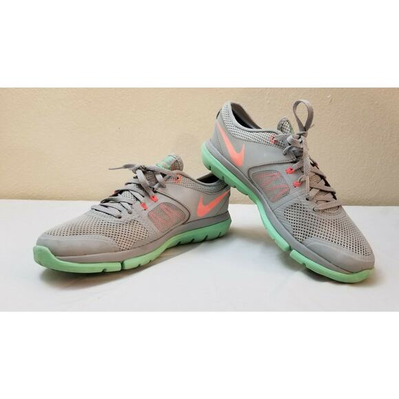 Nike Flex RN 2014 Gray Mango Green Glow Running Shoes 642767-007 Women’s Size 7 - Picture 2 of 10